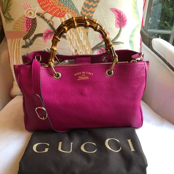 💗 GUCCI Medium Bamboo Shopper Tote in Pink Fuchsia - Picture 1 of 16